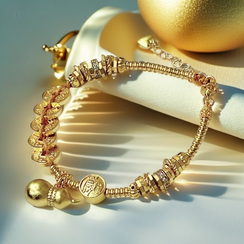 Y-6089  时尚福禄五帝钱盘缠手链 + 专柜礼盒