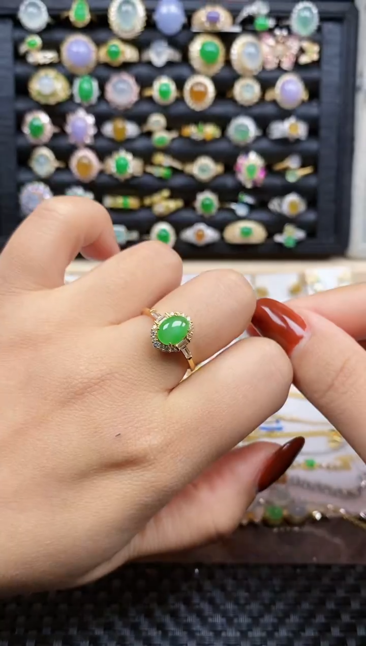 银S925镶嵌戒指翡翠204