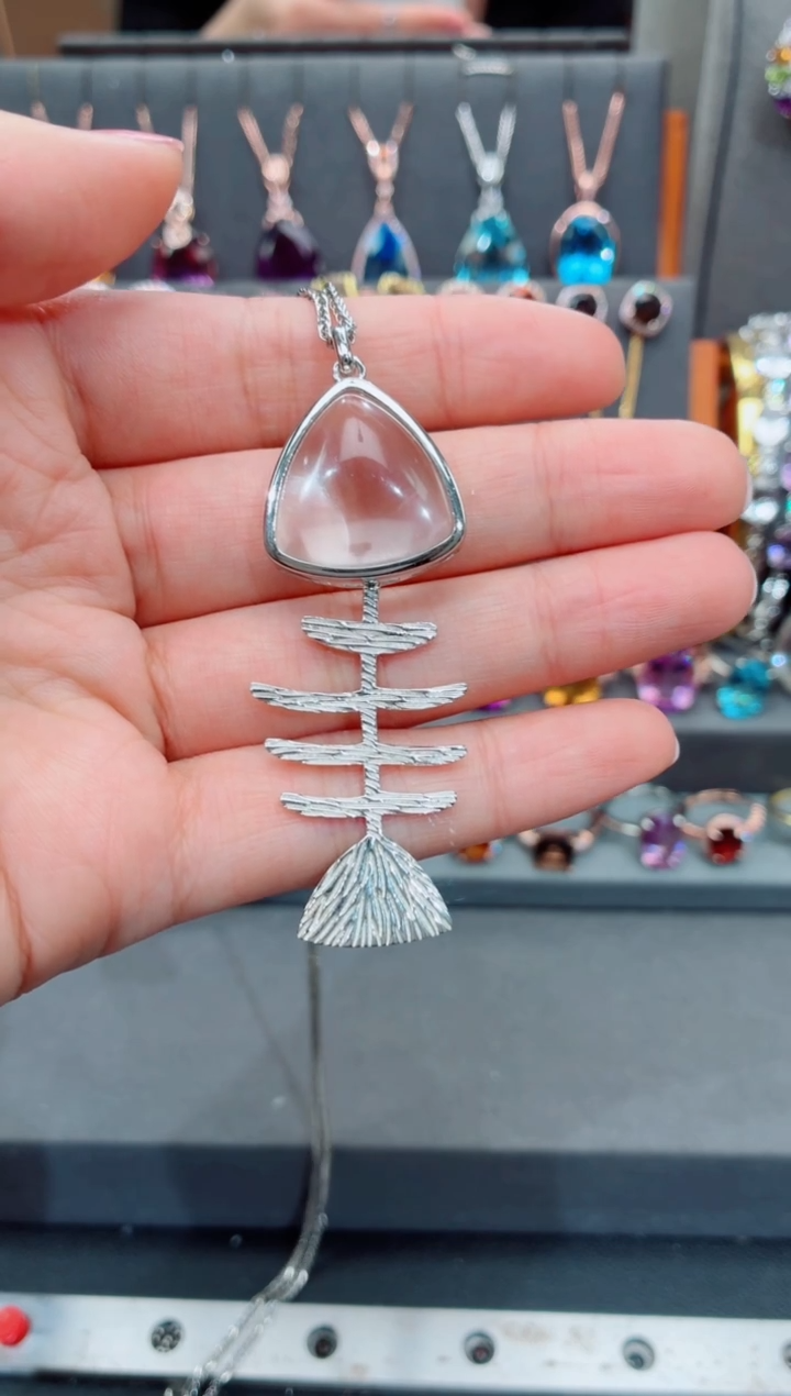 吊坠(不含链)银S925镶嵌水晶咖**糖水晶吊坠（不含链）