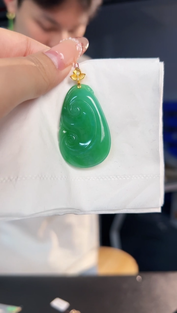 【闪购商品】翡翠颈饰18K金镶嵌缅料A货/支持复检/一件