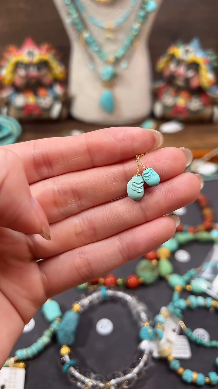 【闪购商品】绿松石提溜18K金镶嵌绿松石提溜