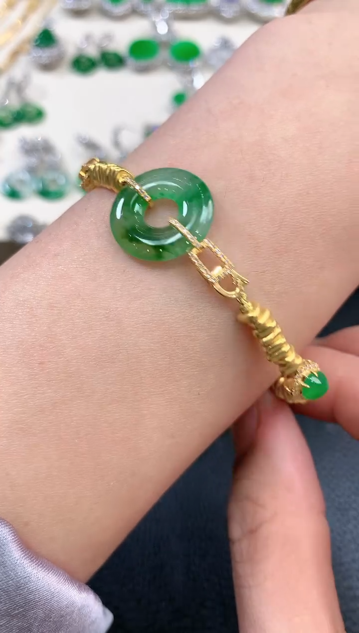 【闪购商品】翡翠手链足金镶嵌n79
