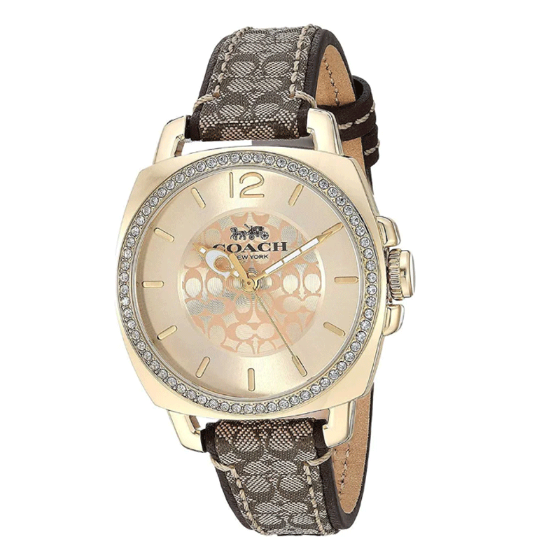 【Lina专属】COACH/蔻驰镶钻皮革石英女士表复古时尚女表14503150