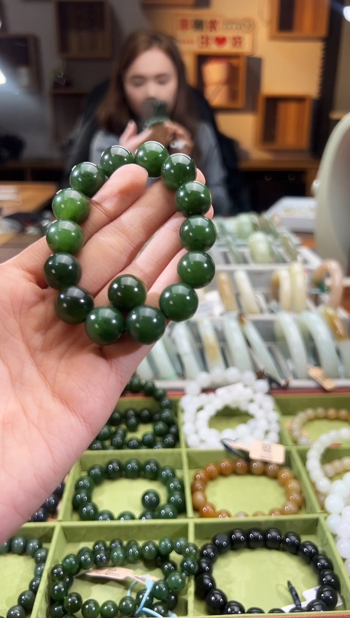 未镶嵌手串和田玉鱼*木孜塔格碧玉手串卡14