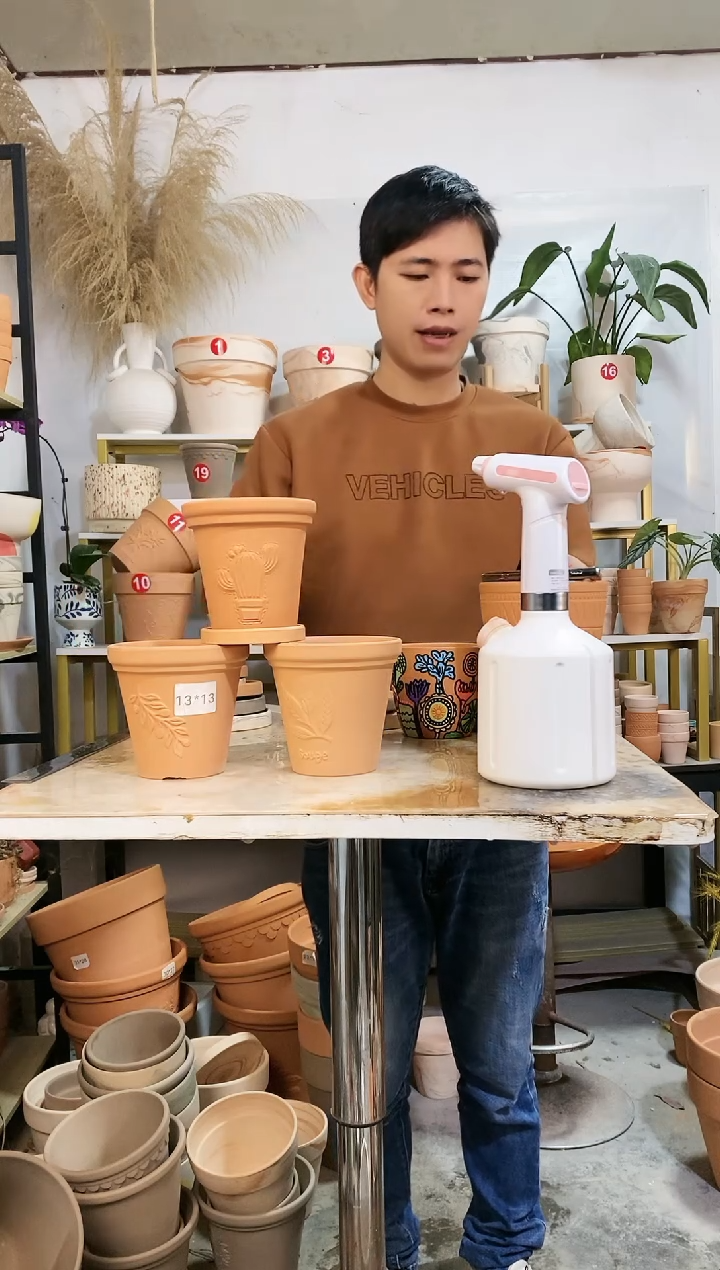 【闪购商品】红陶13*13红陶浮雕3图案 3盆3托