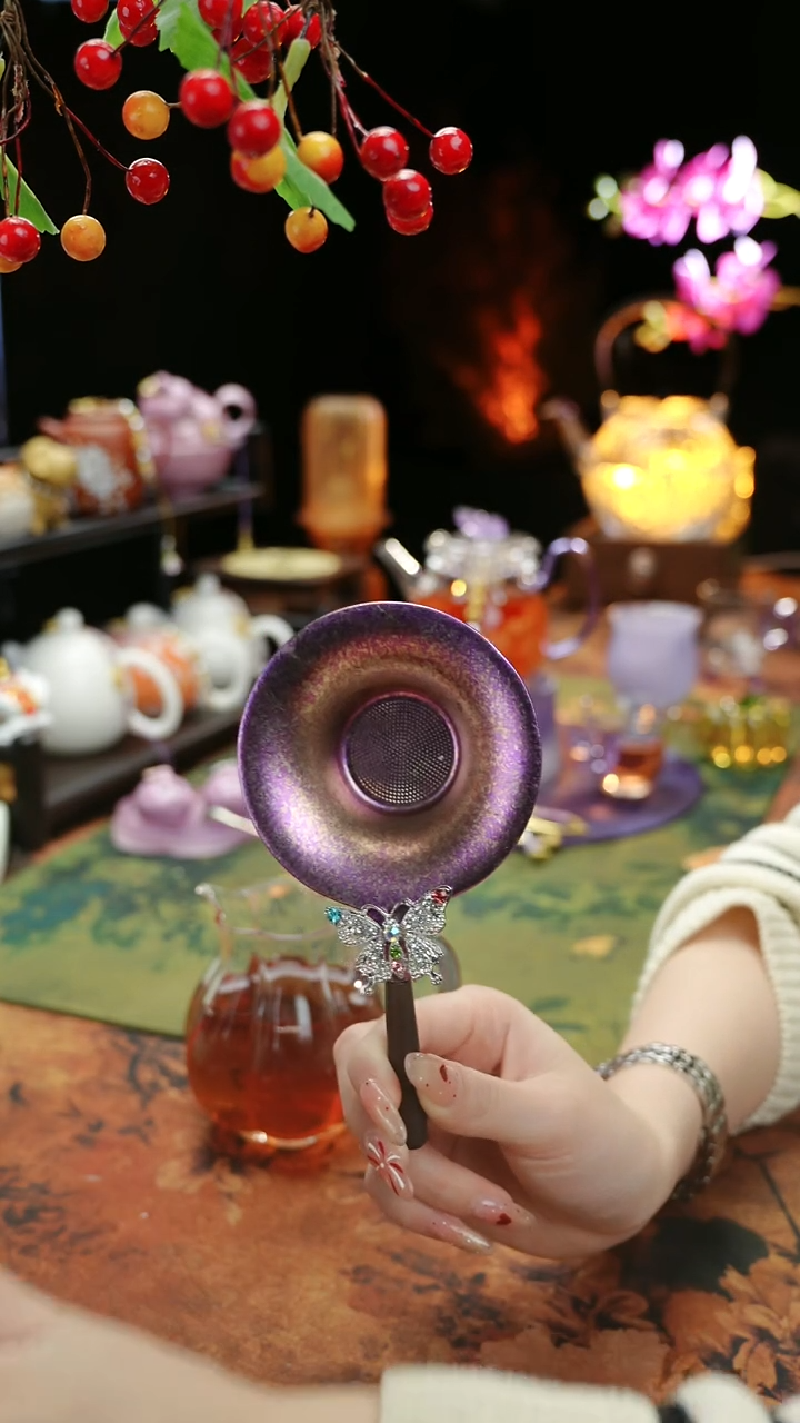 【闪购商品】紫色钛茶漏茶道配件