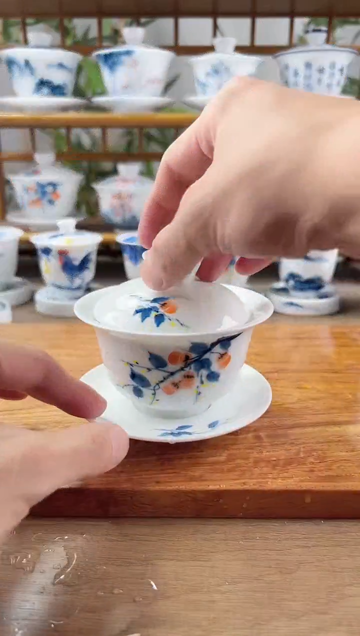 微瑕柿子180ml三才盖碗