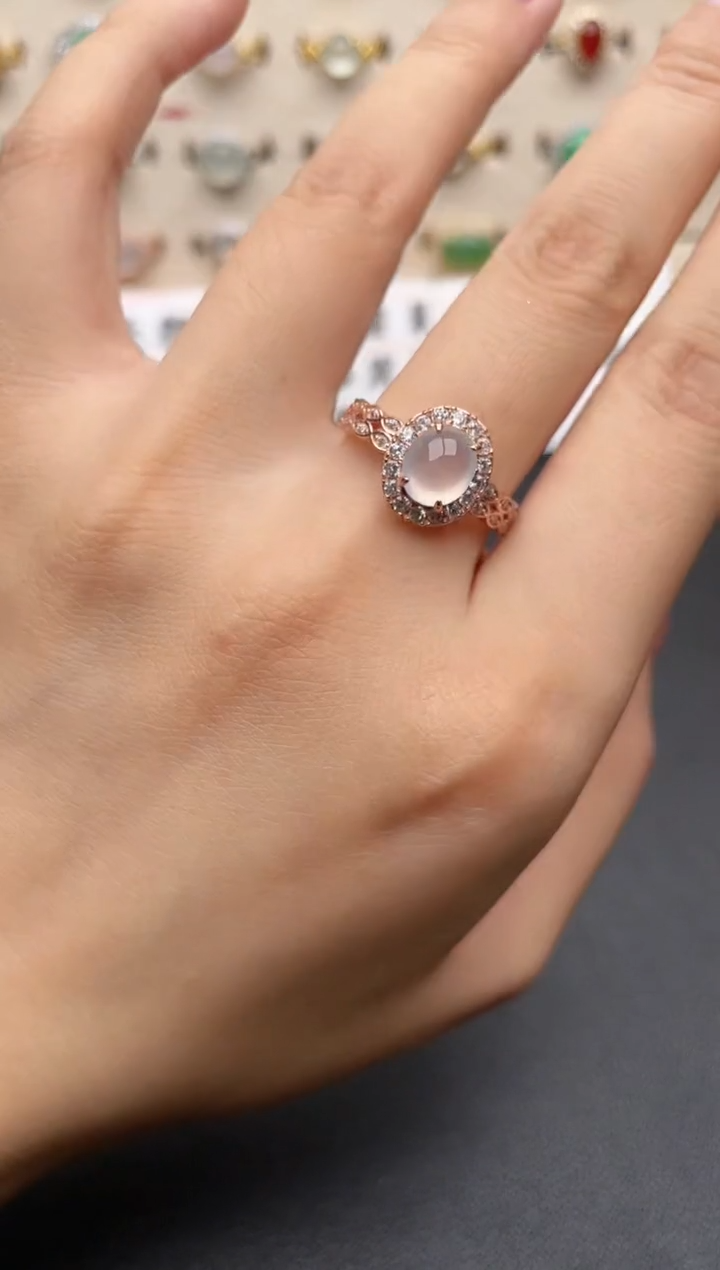 【闪购商品】翡翠戒指银S925镶嵌一物一证一礼盒