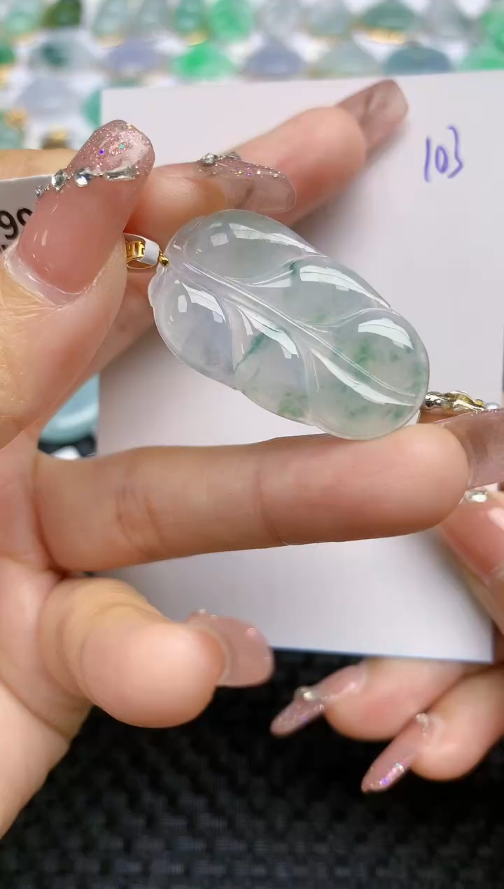 【闪购商品】翡翠颈饰18K金镶嵌天然A货翡翠 103