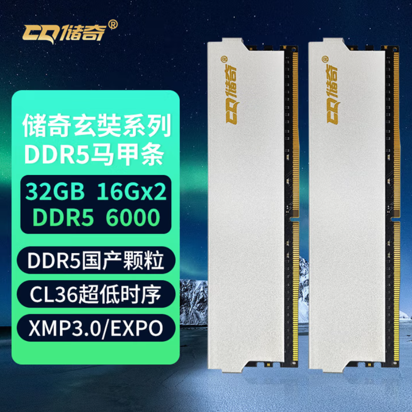 【技嘉梦开始】储奇玄奘6000 C36国产DDR5颗粒 32GB(16Gx2)套装