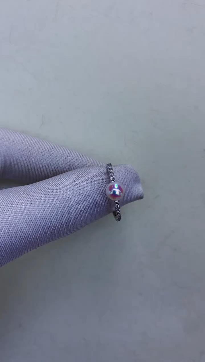 银S925镶嵌DA海水珍珠戒指 X142