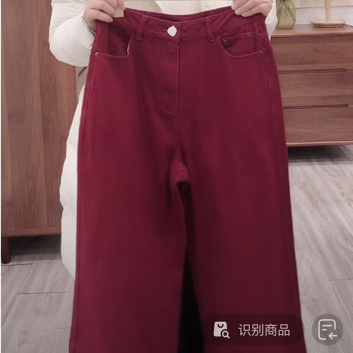 【原 歌】全棉高腰显瘦安哥拉红休闲牛仔裤女YG878