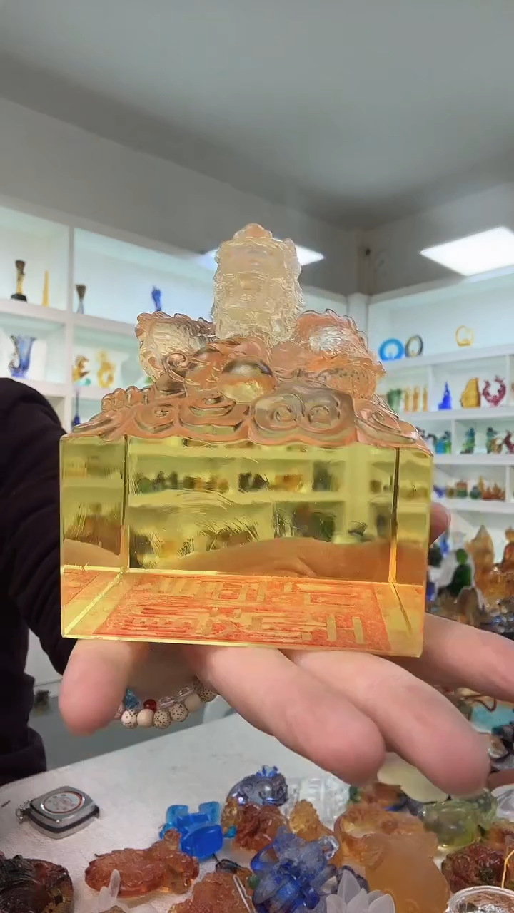 手工艺品琉璃金龙-无字