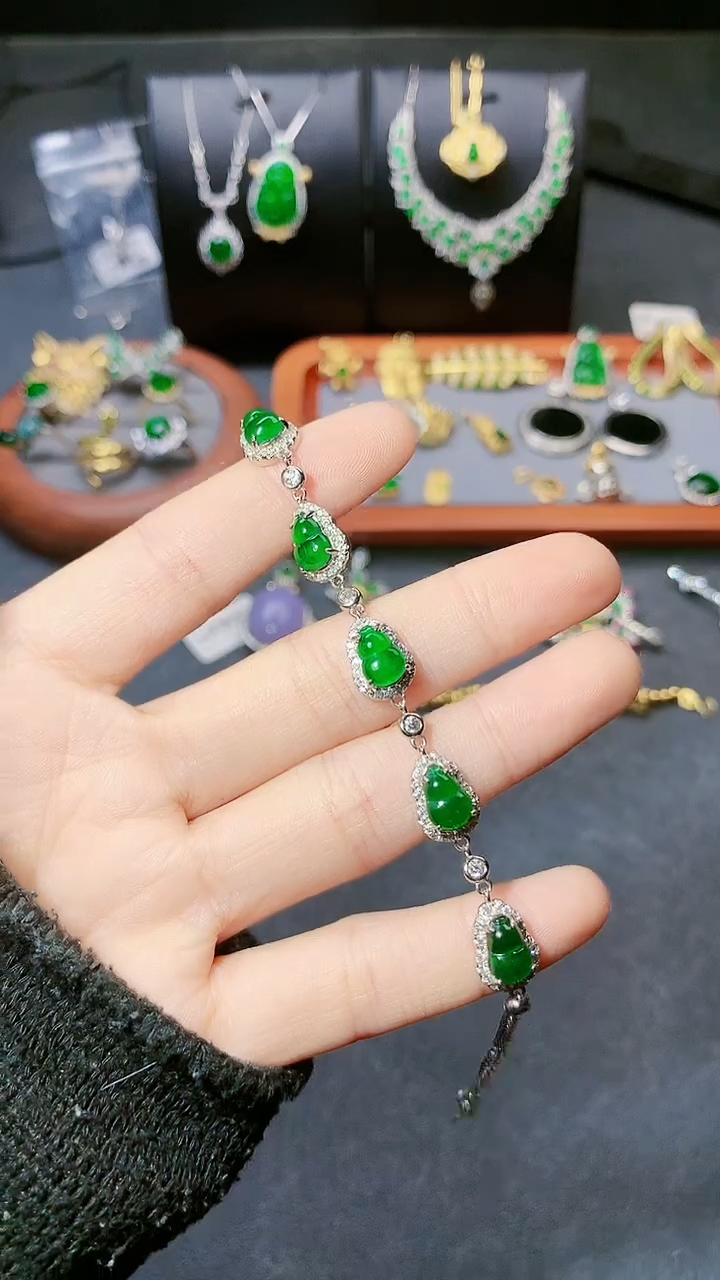 【闪购商品】翡翠手链银S925镶嵌手链