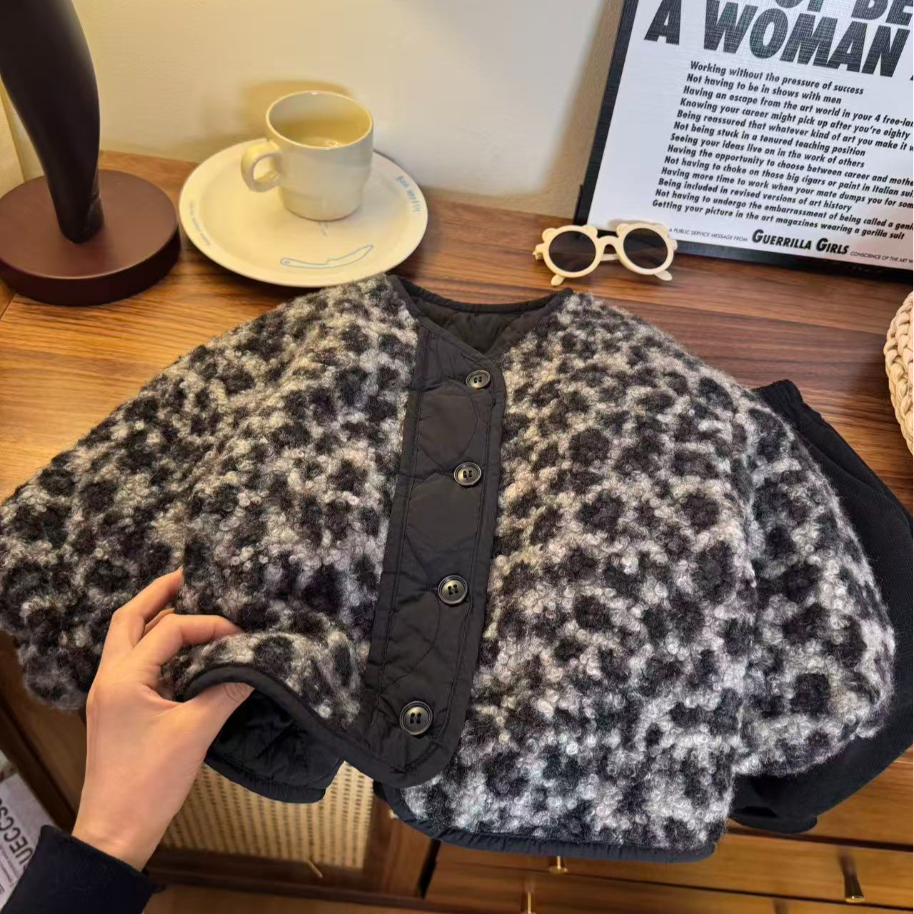 【断码清货】【小卷卷】豹纹毛毛衣外套儿童冬季加厚韩版棉服童装