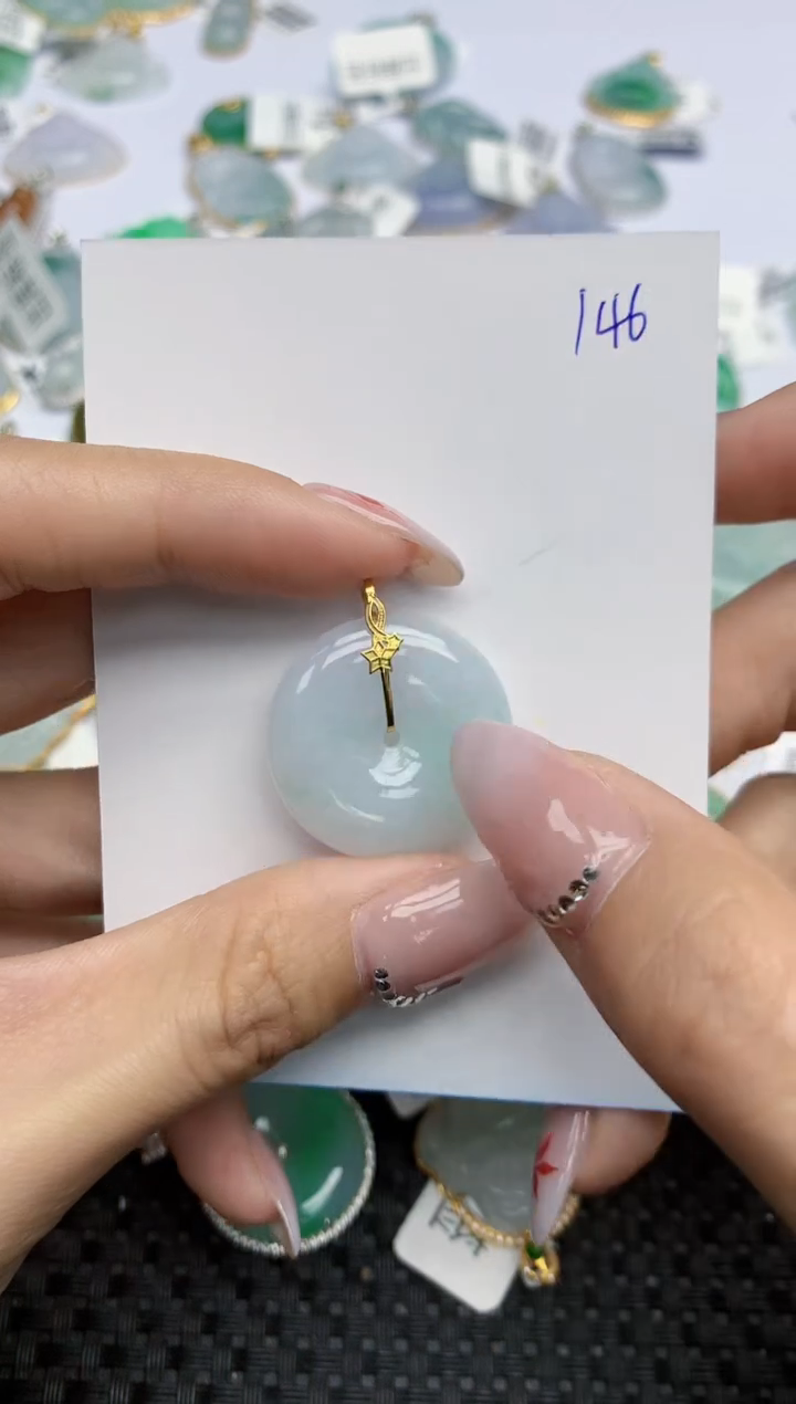 【闪购商品】翡翠颈饰18K金镶嵌天然翡翠A货