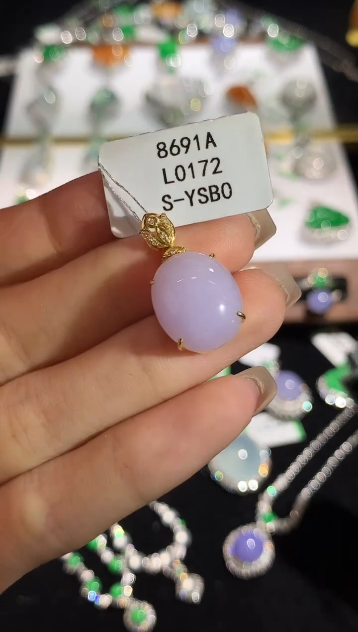 翡翠18K金镶嵌吊坠(不含链)L0172多样性发其一