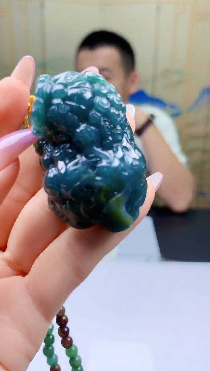 【闪购商品】定制翡翠未镶嵌4812ty-毛货挂件赠珠链53