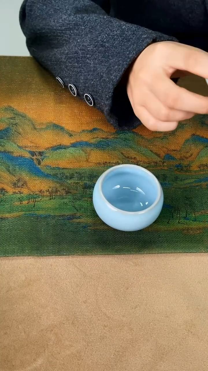 杯子瓷韩红天青釉 小禅定
