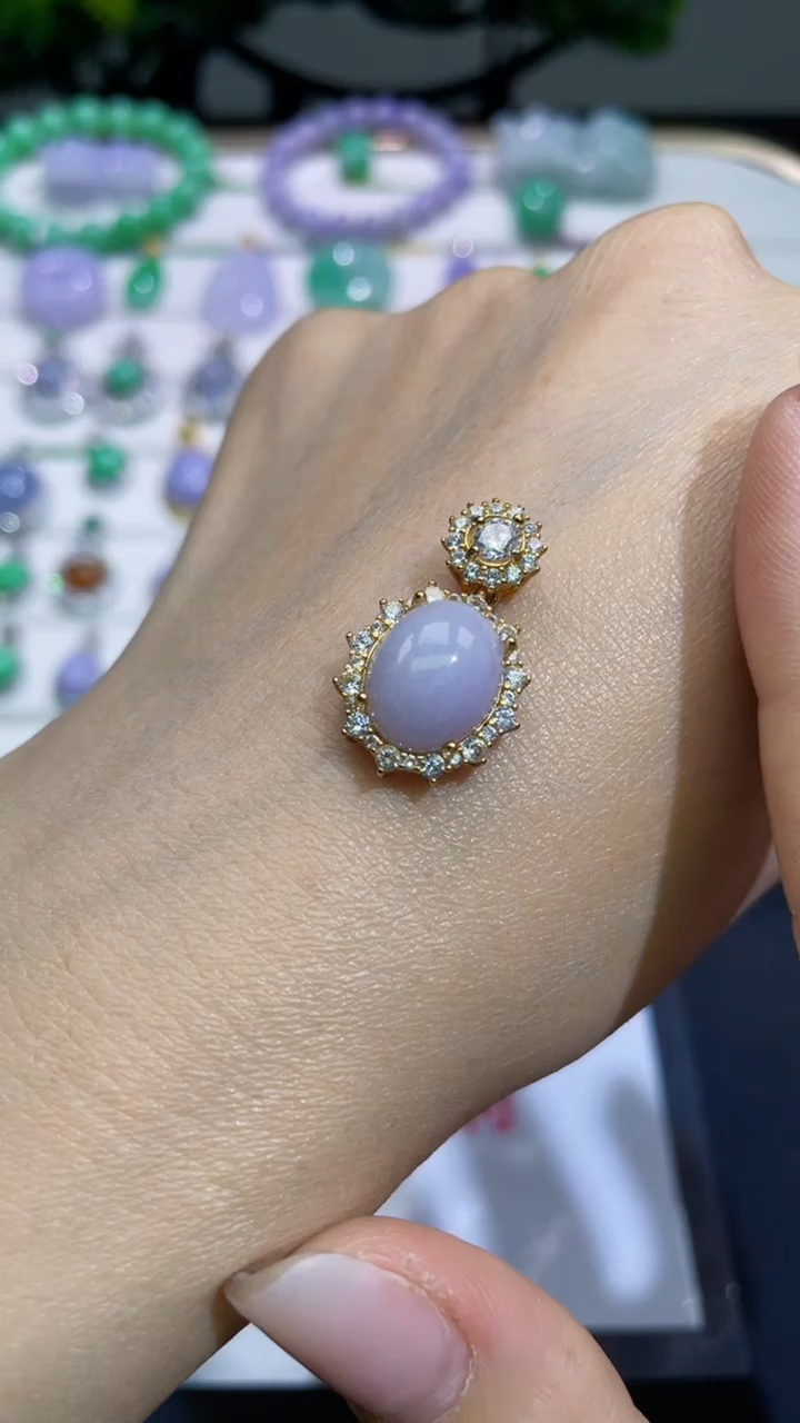 翡翠银S925镀金镶嵌颈饰天然A货缅甸翡翠