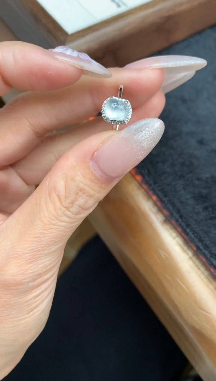 【闪购商品】翡翠戒指18K金镶嵌戒指#14圈上下两个圈口免费改