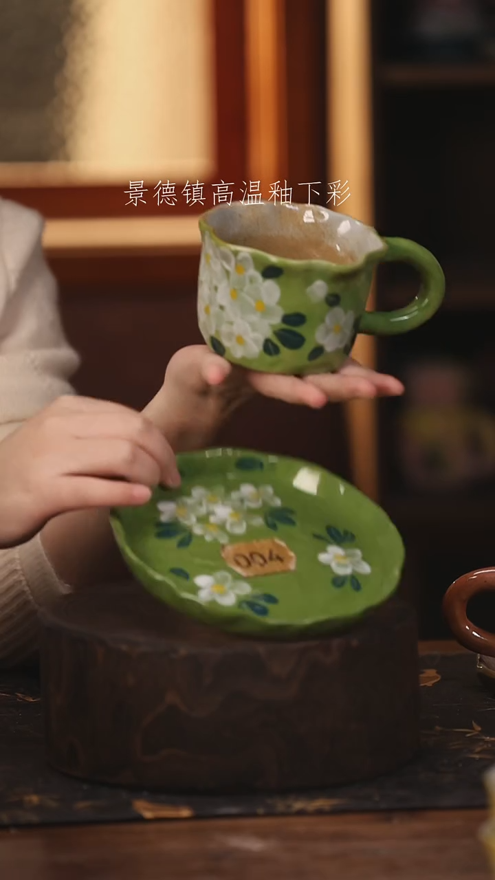 陶瓷景德镇高温釉下手绘陶瓷@L004@