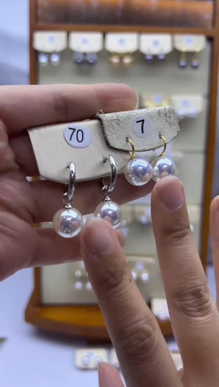 未镶嵌耳饰淡水珍珠70+7