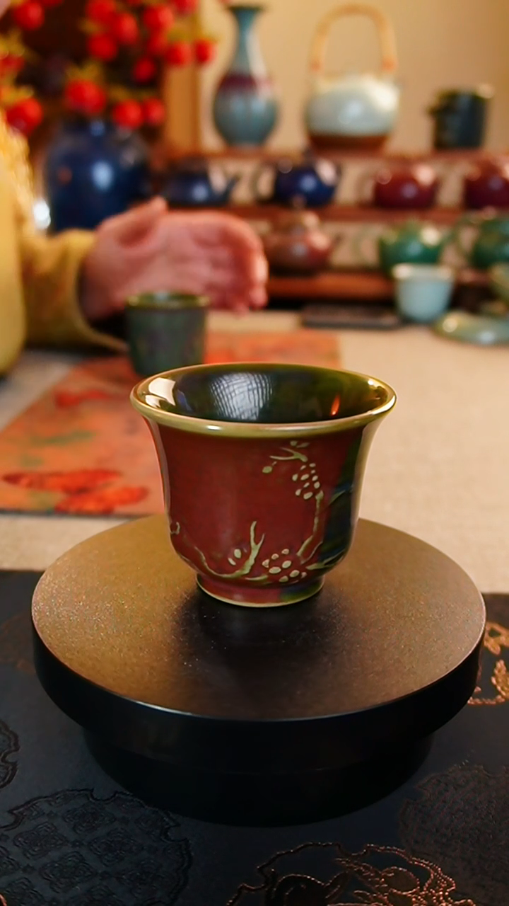 【闪购商品】瓷片梅  刻绘铃铛杯   颜