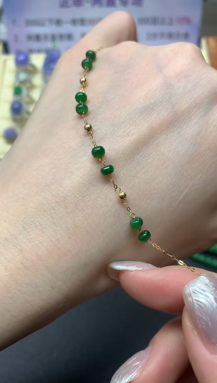 【闪购商品】翡翠手链18K金镶嵌多样性发其一|360+36