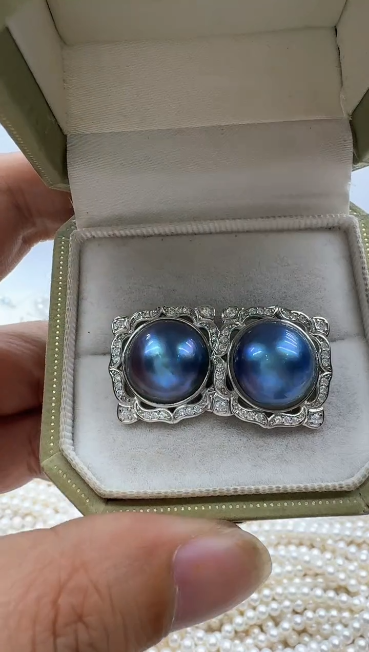 【闪购商品】拼合珍珠（马贝珠）耳饰银S925镶嵌清货