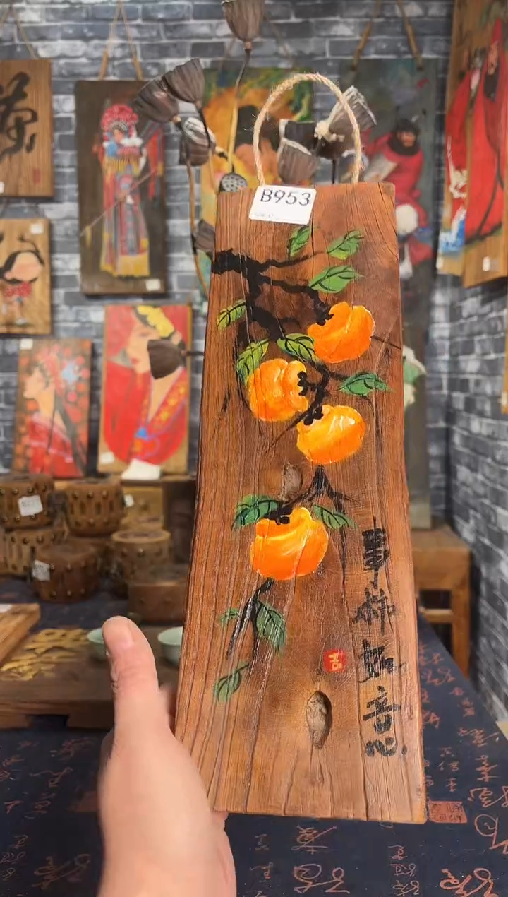 风化老门板丙烯画