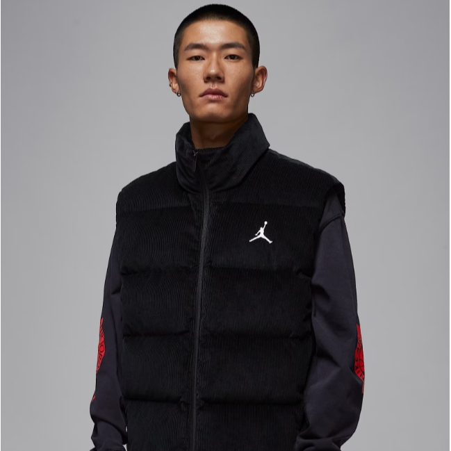 Nike/耐克 灯芯绒AJ男女黑色运动休闲羽绒马甲流光风HV0535-010