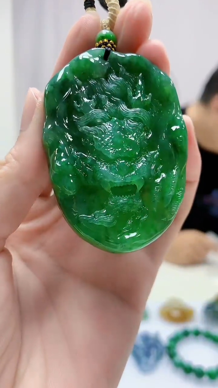 定制翡翠未镶嵌4898zm-毛货挂件268龙牌