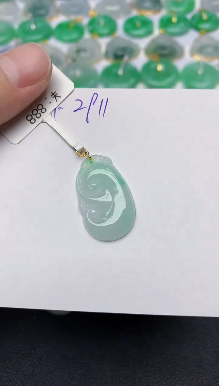 颈饰18K金镶嵌翡翠天然缅甸A货翡翠百元以上9元证书费自理
