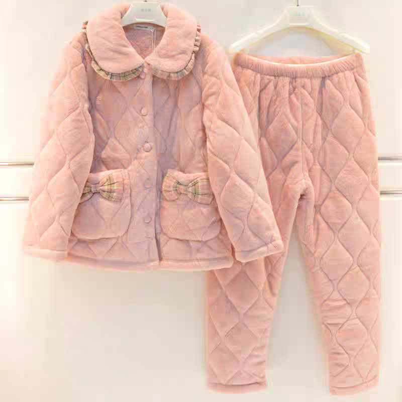 彩色品牌睡衣女士秋冬夹棉家居服8382079颜色以主播手拿为准