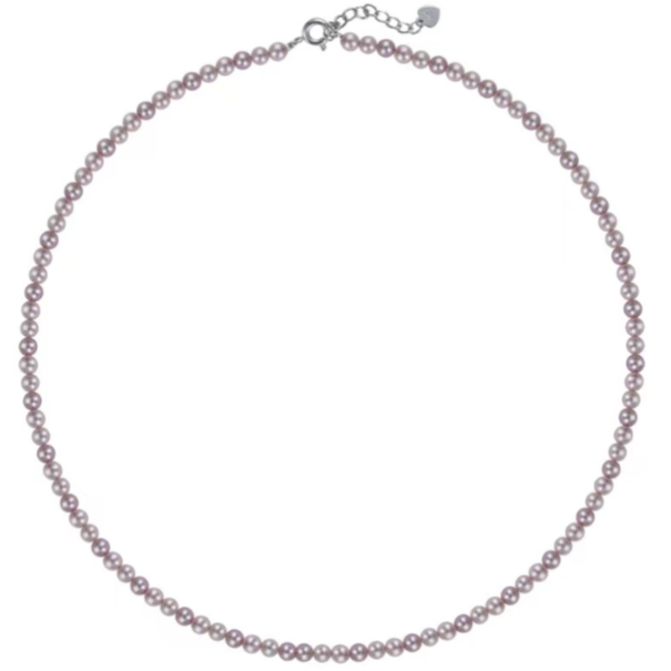s925银紫色小米珠淡水珍珠 项链