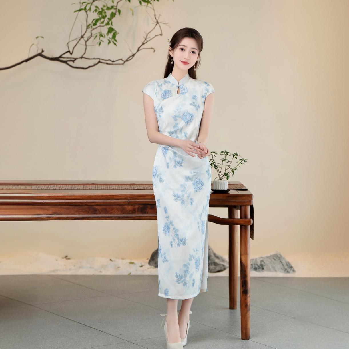 [纸鸢]新中式夏季少女气质优雅旗袍小清新日常可穿长款复古网红