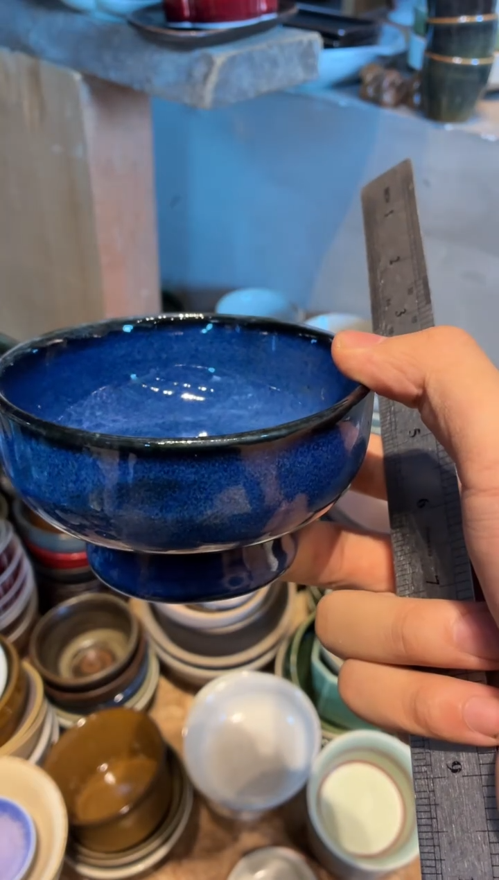 瓷片泡****n706季蓝小高足1个