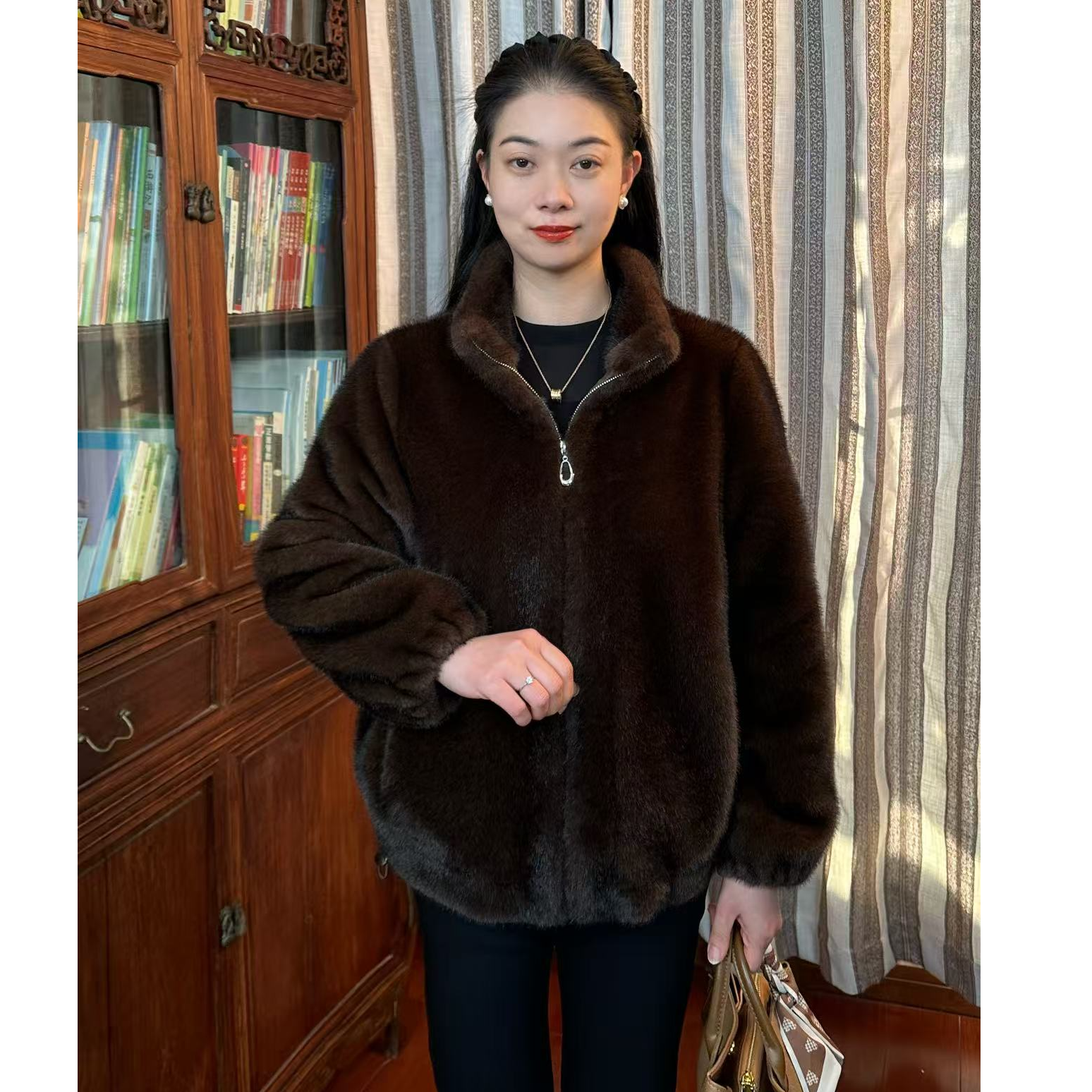 【专柜正品】金标北极貂加厚皮毛一体洋气气质女阔太太冬季外套25新