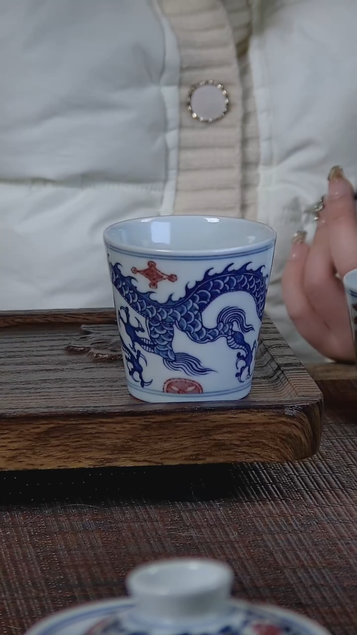【闪购商品】折葵非器手工手绘青龙双龙木桶杯