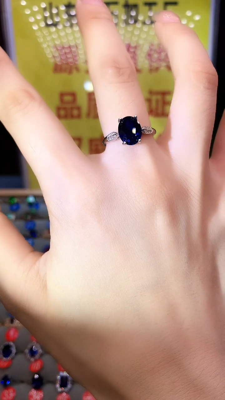 蓝宝石戒指银S925镶嵌.......