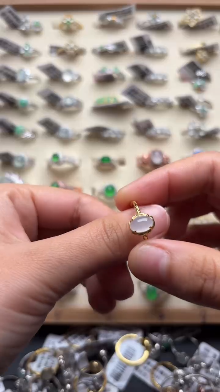 【闪购商品】翡翠戒指银S925镶嵌缅甸A货翡翠S925银镶嵌