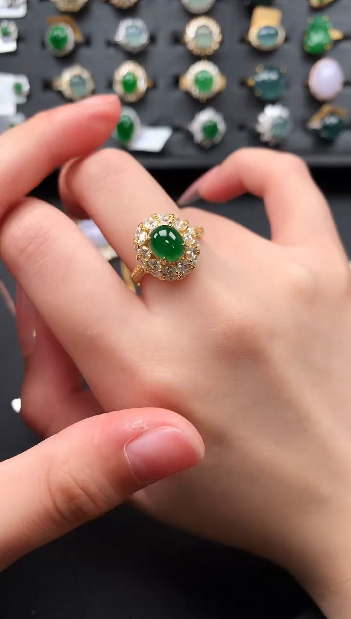 【闪购商品】翡翠戒指银S925镶嵌52141