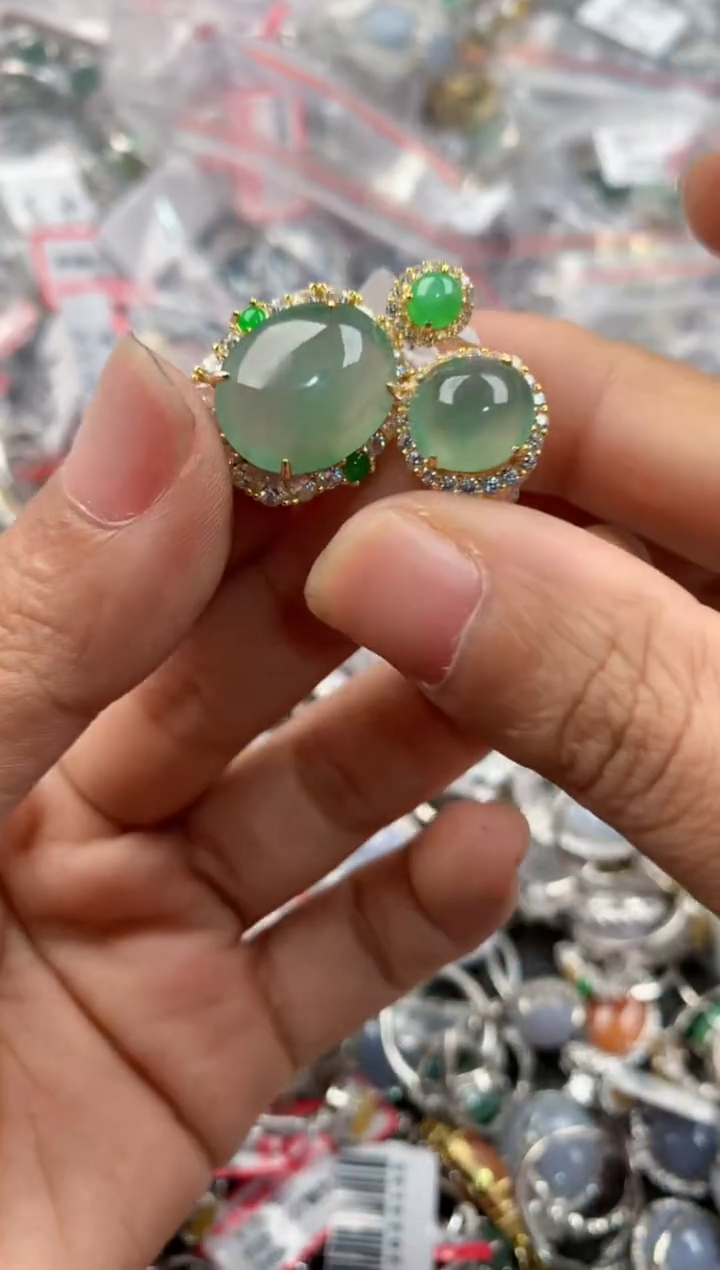 银S925镶嵌戒指翡翠2222----5