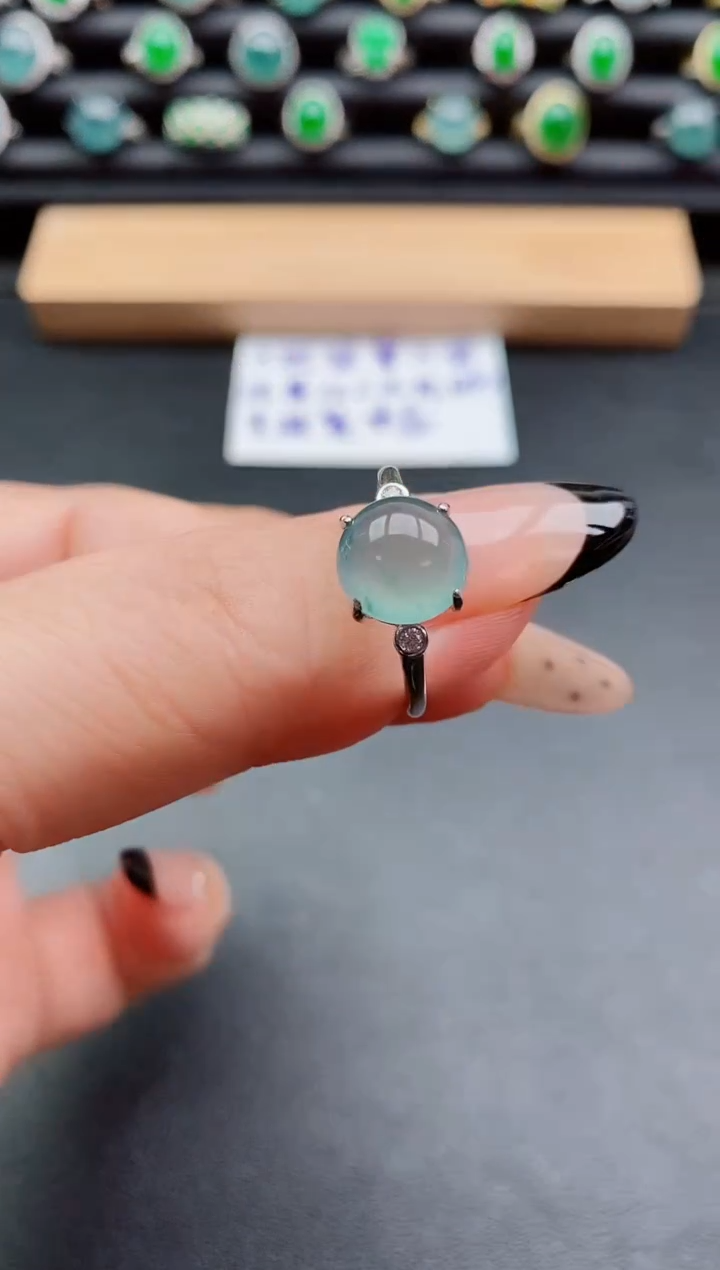 银S925镶嵌戒指翡翠1