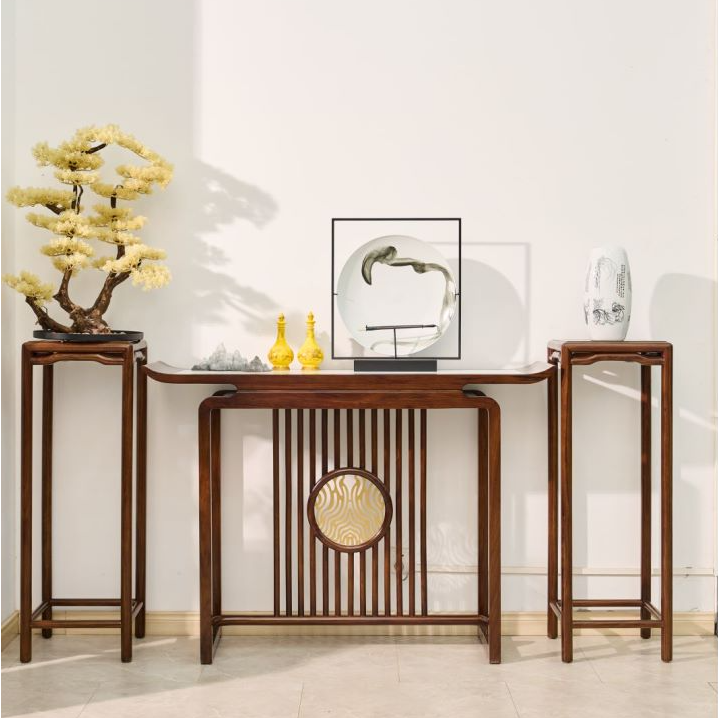 黑檀条案花架新中式爱里古夷苏木轻奢古典禅意酒店会所