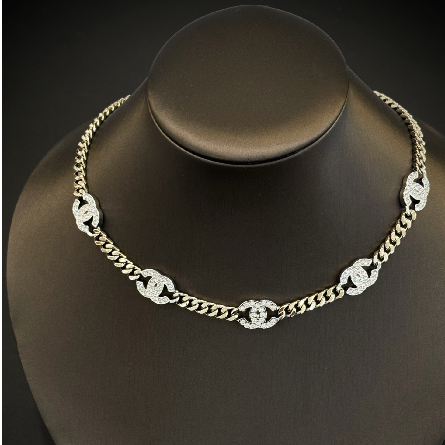 99新 Chanel/香奈儿 蔚蓝/24B 手工坊系列水钻双C choker/项链