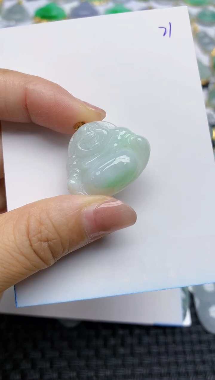 【闪购商品】翡翠颈饰18K金镶嵌天然A货翡翠 21