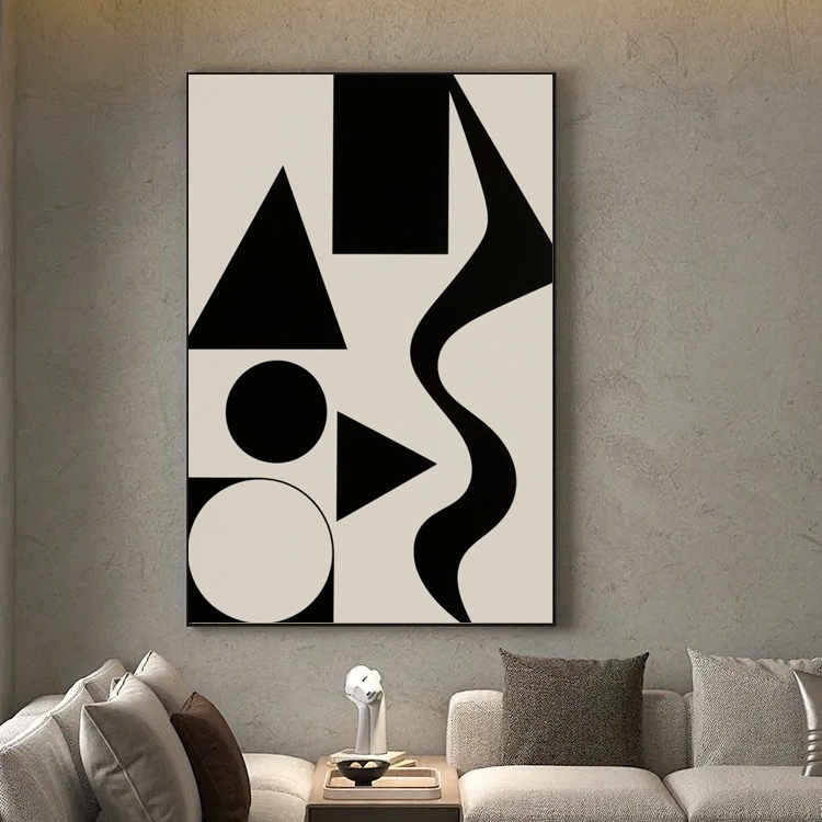 【抽象几何】手工砂岩现代简约客厅黑白挂画沙发背景墙玄关装饰画
