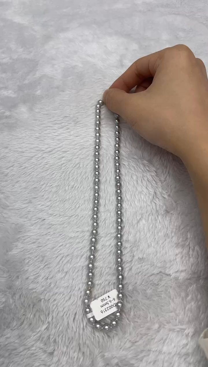 项链银S925镶嵌海水珍珠AK真多麻6-6.5mm